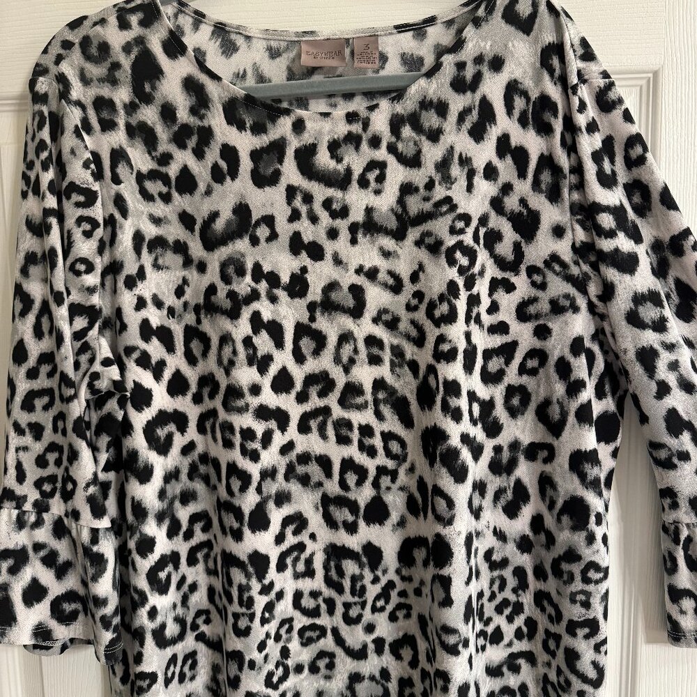 Chico's Black & White Leopard Print Top
